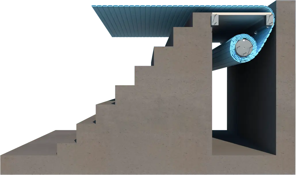 Lépcsős végű görgős medence